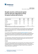 Borealis records a solid second quarter and first half year supported by strong European business performance