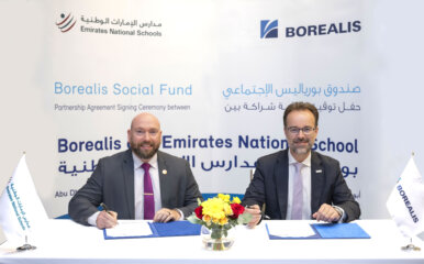 Partnership Agreement between Borealis and Emirates National Schools signed by Thomas Gangl, Borealis CEO, and Dr. Shawn L. Dilly, Director General of Emirates National Schools